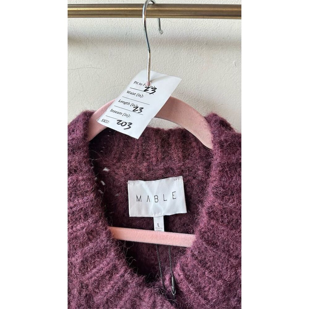 Mable NWT p2p23  Burgundy Chunky Knit Cardigan Gold Buttons Size l - Picture 5 of 5